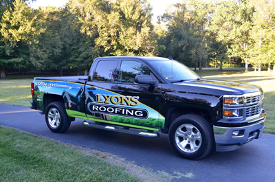 Lyons Roofing Company Truck with New Wrap